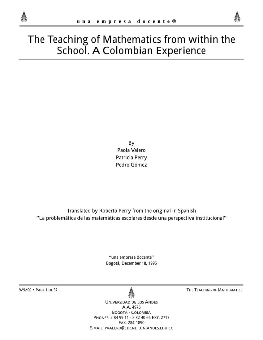 Mathematics improvement Administrators teachers researchers